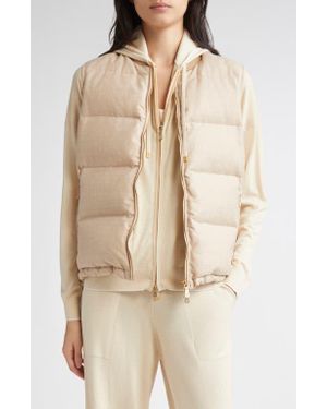 Eleventy Wool Blend Down Vest - Natural