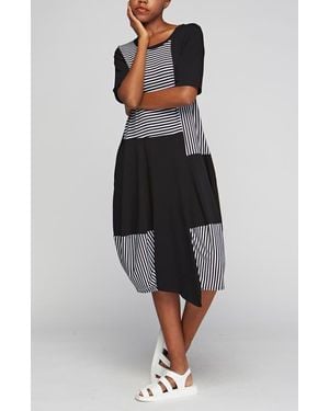 Luukaa Clarion Striped Viscose Jersey Dress - Black