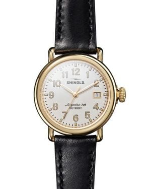 Shinola Runwell Leather Strap Watch, 36Mm - Black