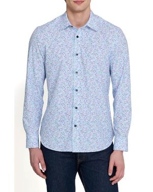 Con.struct Slim Fit Budding Floral Performance Long Sleeve Shirt - Blue