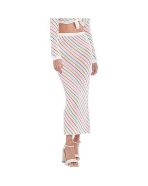 CAPITTANA Bruna Stripe Crochet Cover-Up Skirt - Red