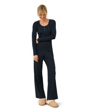 Pact Dream Rib Wide Leg Lounge Pant Made With Organic Cotton - Blue