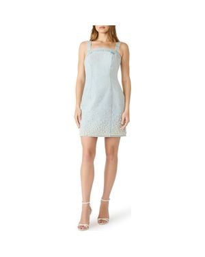 Steve Madden Juliann Pearly Bead Sleeveless Denim Minidress - Blue