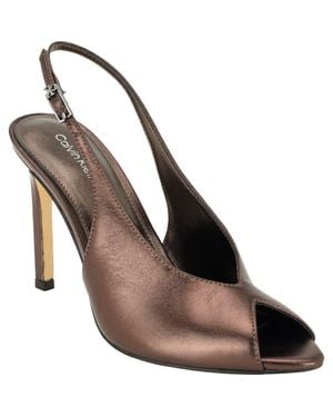 Calvin Klein Dorris Faux Leather Peep Toe Pump - Brown