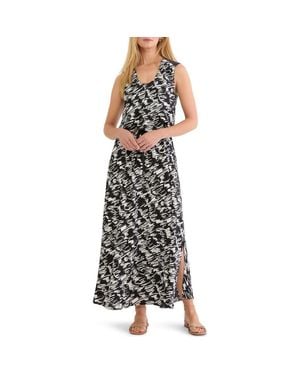 NIC+ZOE Margot Cursive Print A-Line Dress - Black
