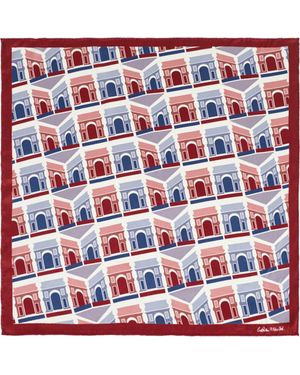 Lost Pattern Square Arch Print Silk Bandana - Red