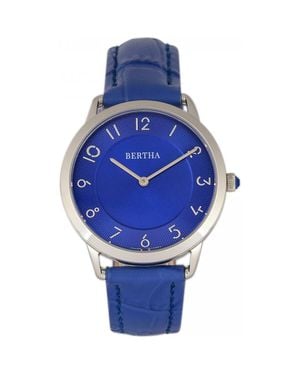 Bertha Abby Swiss Leather-Band Watch - Blue