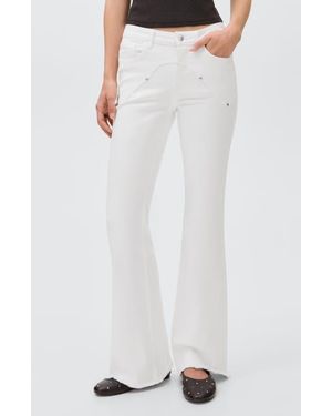 MANGO TEEN Low Rise Stud Flare Jeans - White