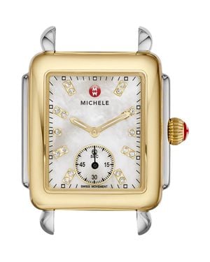 Michele Deco 16 Diamond Dial Two-Tone Watch Case, 29Mm X 31Mm - Metallic