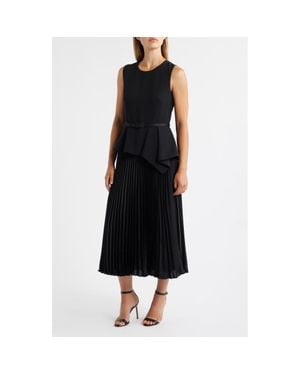 Eliza J Sleeveless Belted Pleated Maxi Dress - Black