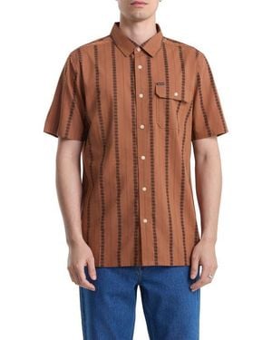 Volcom Whitworth Stripe Short Sleeve Button-Up Shirt - Orange