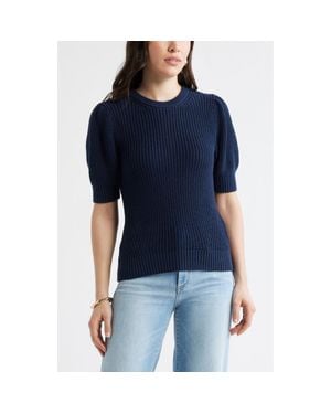 Caslon Elbow Sleeve Cotton Sweater - Blue