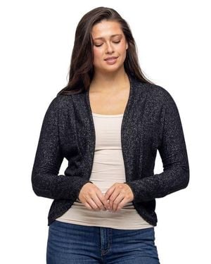 24seven Comfort Apparel Curved Hem Open Front Long Bolero Shrug - Blue