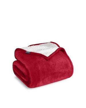 Bare Home Reversible Plush Fleece Blanket - Red
