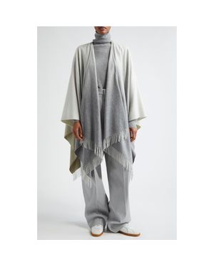 Johnstons of Elgin Ombré Fringe Trim Cashmere Cape - Gray
