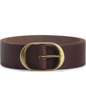 EZRA ARTHUR Oval Buckle Leather Belt 45Mm - Brown