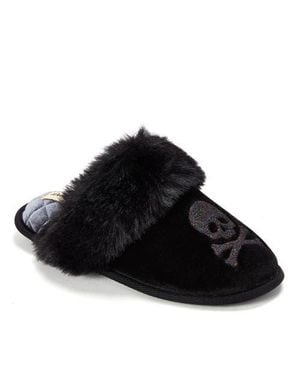 Dearfoams Halloween Velour Scuff Slippers - Black