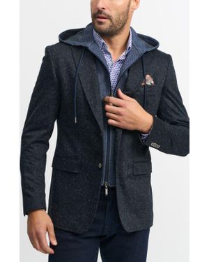 Robert Graham The Jetset Vi Woven Sport Coat With Removable Hooded Bib - Blue