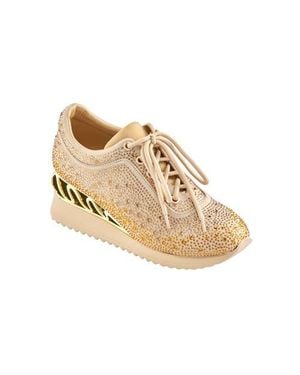 Lady Couture Glitz Fashion Athletic Sneaker On A Spring Look Wedge - Metallic