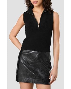 French Connection Marley Half Zip Rib Sweater Vest - Black