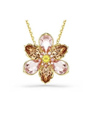 Swarovski Idyllia Crystal Flower Brooch Pendant Necklace - White
