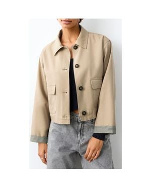 MANGO TEEN Classic Crop Trench Jacket - Natural