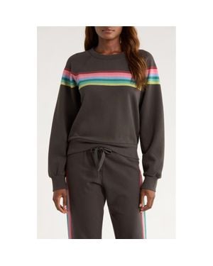 Marine Layer Cloud 9 Stripe Cotton Blend Sweatshirt - Black