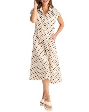 Brave+True Musings Gingham Midi Shirtdress - Natural