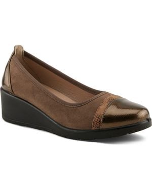 Flexus by Spring Step Macadi Cap Toe Platform Wedge Pump - Brown