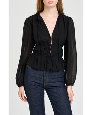 Wayf Elodie Gathered Top - Black