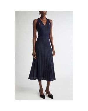 St. John Diagonal Knit Fit & Flare Dress - Blue