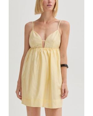 Crescent Babydoll Tencel Blend Mini Dress - Natural