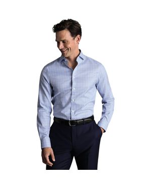 Charles Tyrwhitt Non-Iron Twill Check Shirt - Blue