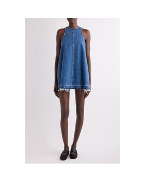 Givenchy Raw Hem Trapeze Denim Minidress - Blue