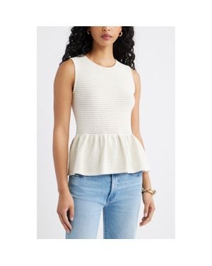 Open Edit Open Stitch Peplum Sweater Tank - White