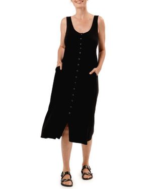 Nom Maternity Rib Maternity/Nursing Midi Dress - Black