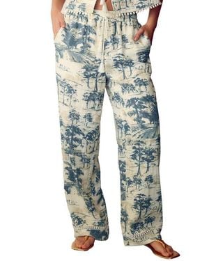 Next Tree Print Wide Leg Drawstring Pants - Blue