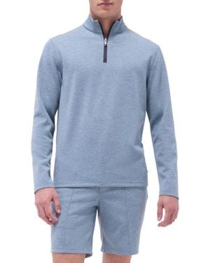 Bugatchi Quarter Zip Performance Pullover - Blue