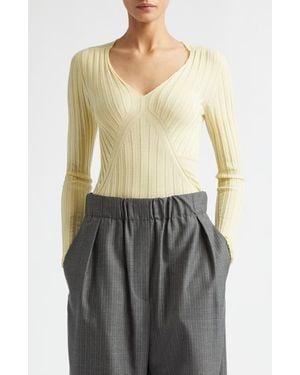 Jil Sander Engineered Cashmere & Silk Rib Sweater - Multicolor
