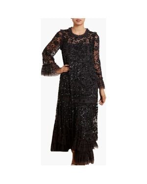 Needle & Thread Celia Long Sleeve Ankle Gown - Black