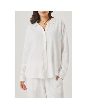 Splendid Ava Cotton Gauze Button-Up Shirt - White