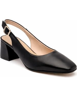 Menina Step Pia Leather Slingback Pump - Black