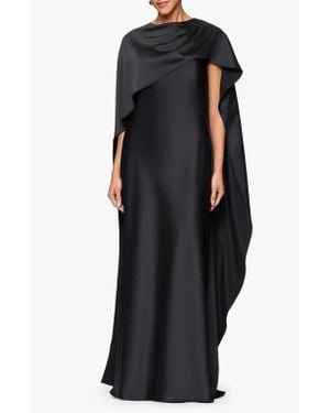 Xscape Evenings Cape Overlay Satin Gown - Black