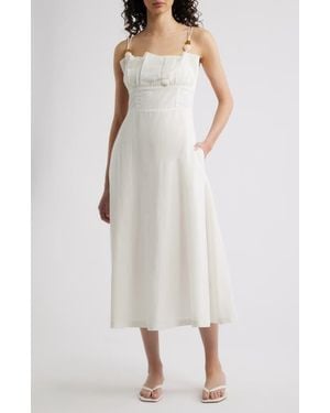 Cleobella Monique Sleeveless Cotton & Linen Midi Dress - White