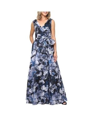 Alex Evenings Floral Print Sleeveless Maxi Dress - Blue
