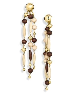 Rabanne Wooden Beaded Drop Earrings - White