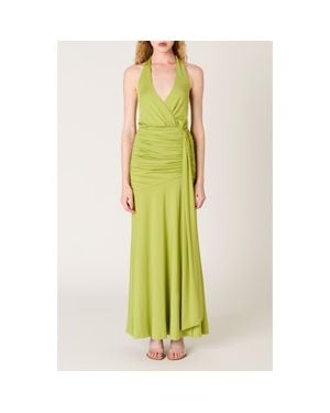 Nia Nayara Halter Neck Maxi Dress - Green