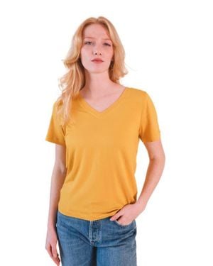 Poplinen Louise Organic Cotton + Tencel V-Neck Tee - Orange