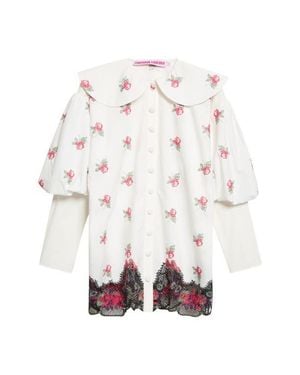 Chopova Lowena Pick-Ups Lace Trim Floral Cotton Shirt - White