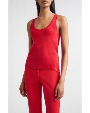 St. John Silk & Cotton Sweater Tank - Red